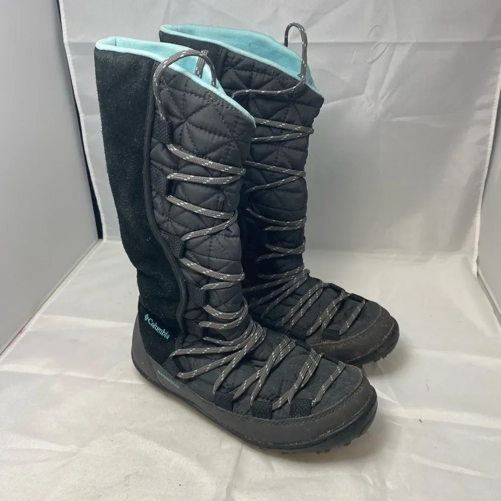 Columbia Girls blue Omni-Heat Mid Calf Lace Up Winter Snow Boots Size 2